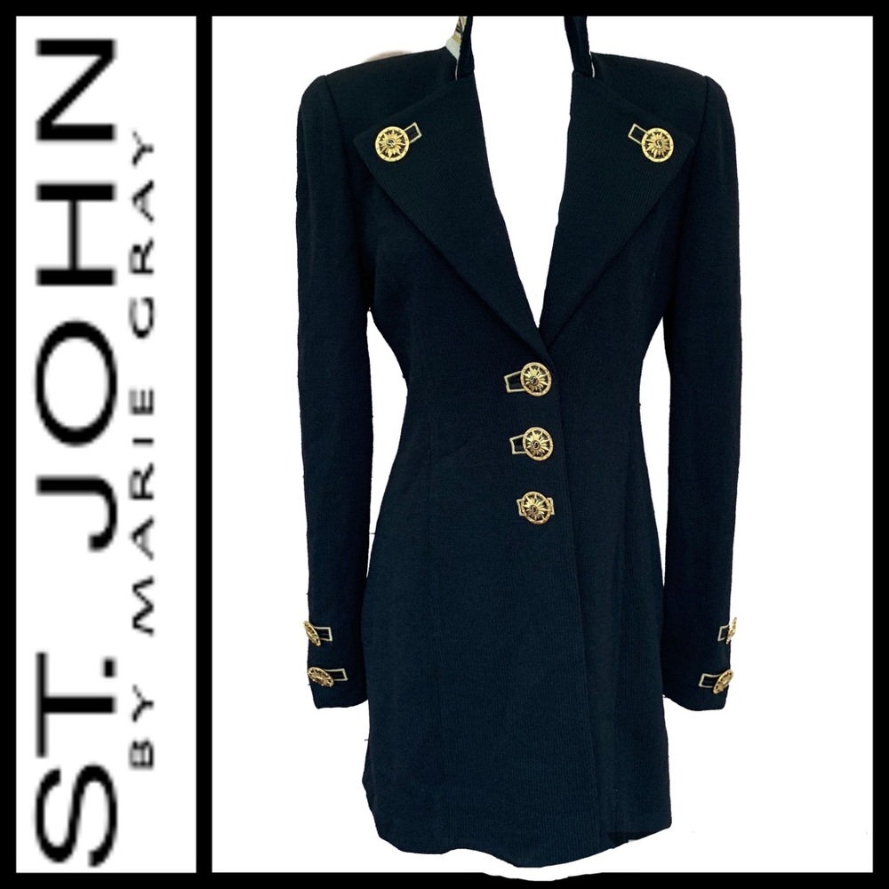 VTG 90s ST JOHN Knit Sweater Tunic Blazer Nautical